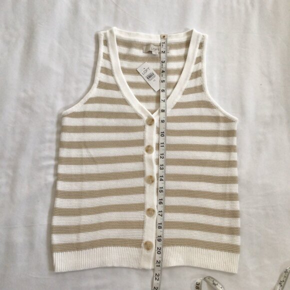 LOFT Cotton Sweater Vest Striped Sz XS - Picture 6 of 9